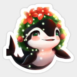 Cute Orca Drawing Sticker